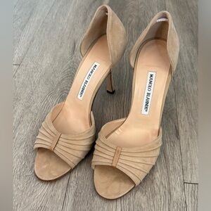 Manolo Blahnik Beige Open-Toe Heels
